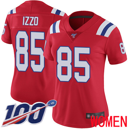 New England Patriots Football 85 Vapor Untouchable 100th Season Limited Red Women Ryan Izzo Alternate NFL Jersey